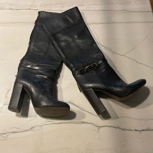 Tory Burch knee high black leather boots sz 10 1/2